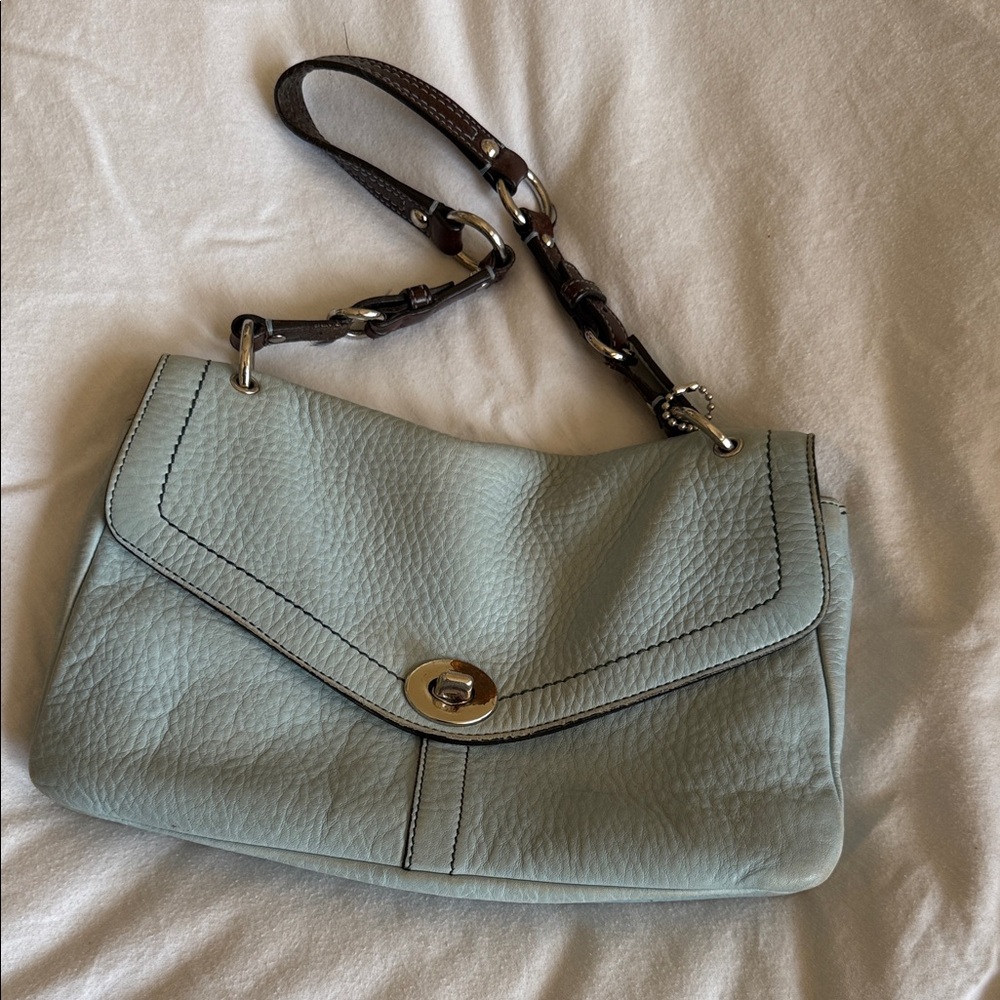 Coach Light Blue Leather Shoulder Bag